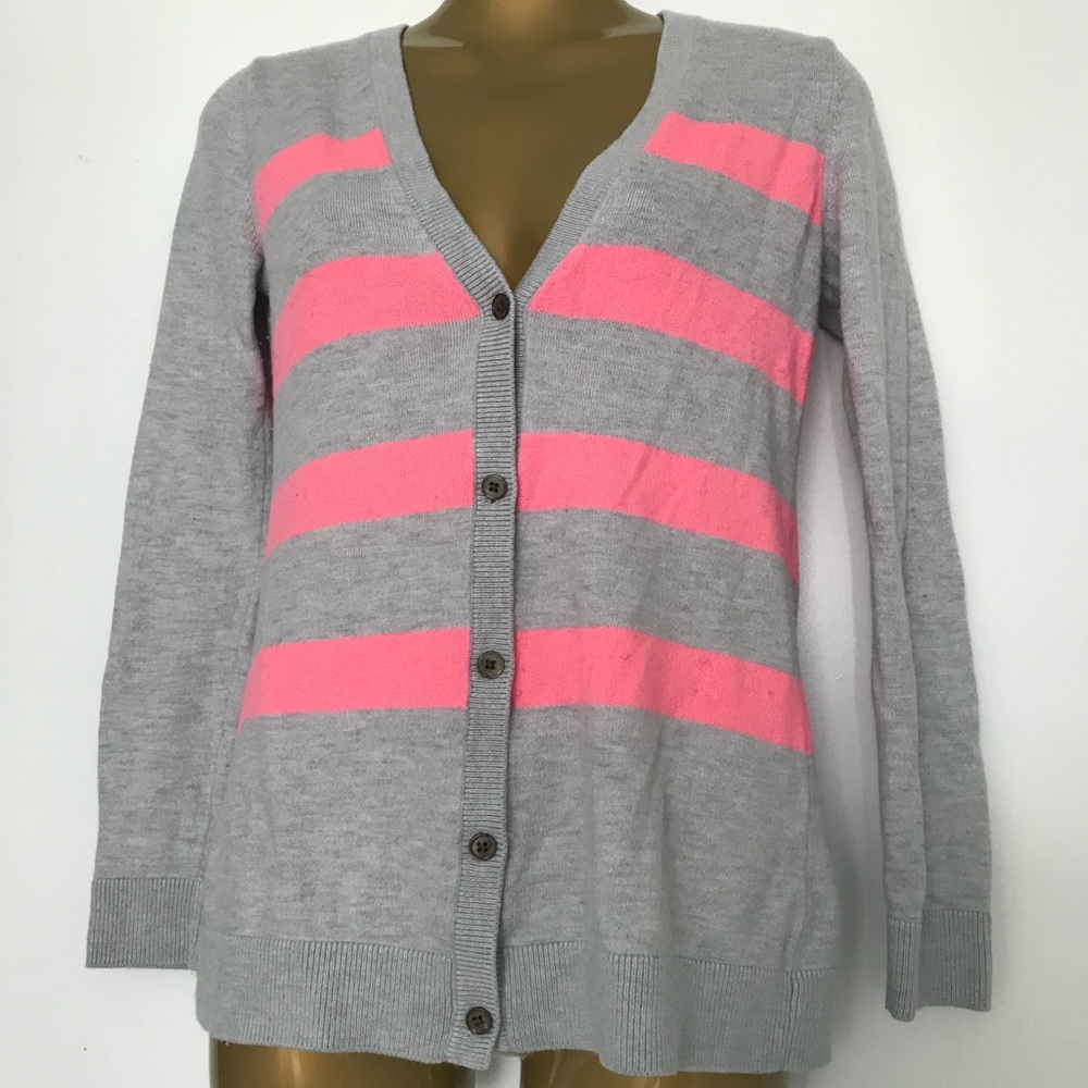 Gap button up sweater XS pink & Gray